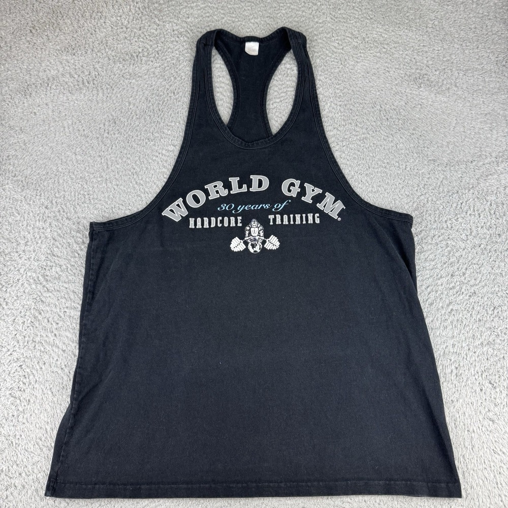Vintage‎ World Gym Gorilla Monkey 30th Anniv Black Tank Top Shirt Large Made USA